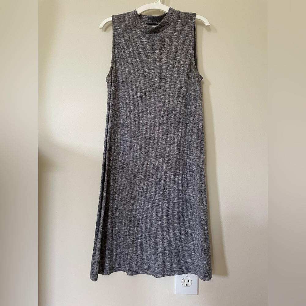 Madewell Marled Mockneck Swingy Tank Dress in Heather Gravel size M
